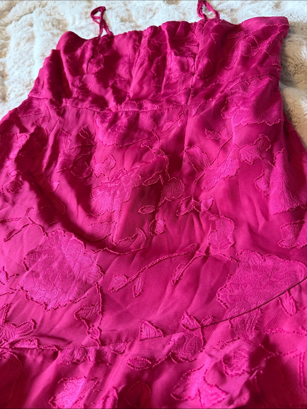 Fuchsia Spaghetti Strap Ruffle Hem Dress - Picture 2 of 3